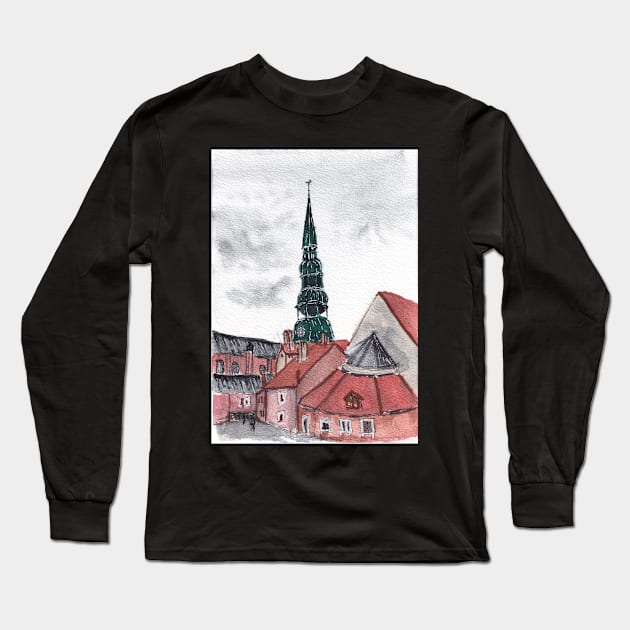 Old Riga Long Sleeve T-Shirt by PolSmart